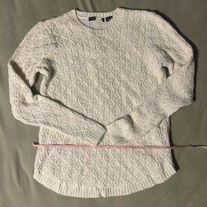 Jeanne Pierre Crewneck White Cable Knit Sweater